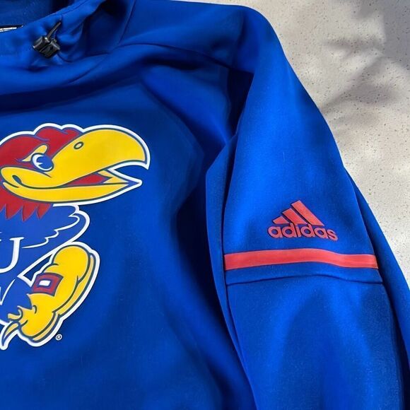 Adidas Climawarm Kansas Jayhawks Hoodie Cotton/Poly Mens L - Picture 4 of 9